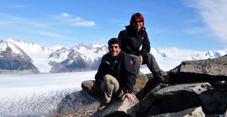 Judit and Cèsar at Grey glacier