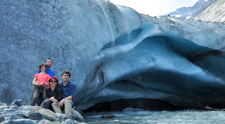 Pili, Pablo, Judit y Cèsar en el glaciar Puma